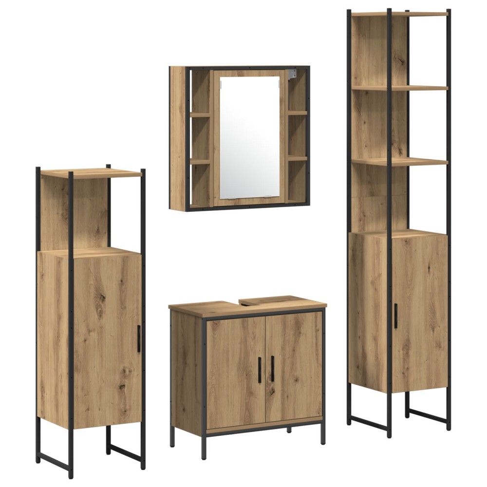 vidaXL Set de mobilier pentru baie 4 pcs Maro 33 x 33 x 185.5 cm