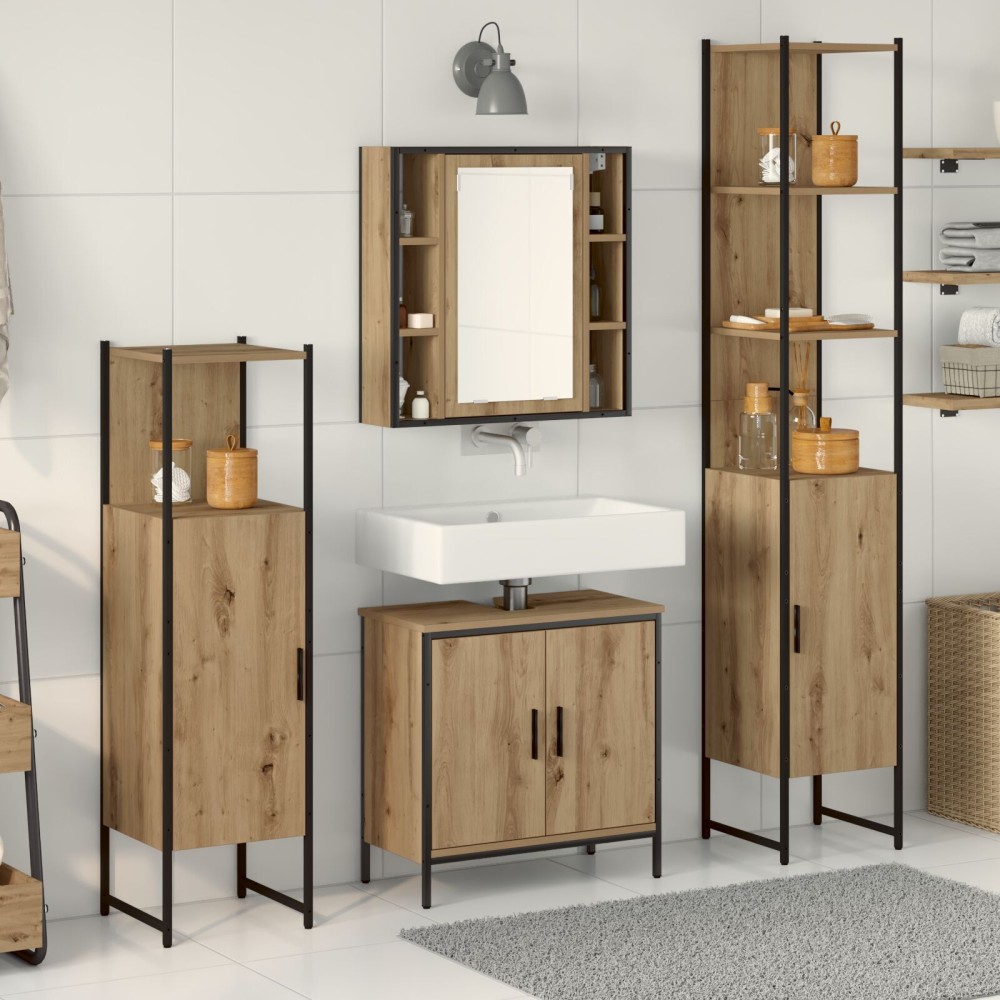 vidaXL Set de mobilier pentru baie 4 pcs Maro 33 x 33 x 185.5 cm