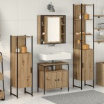 vidaXL Set dulap baie cu ușă 4 pcs stejar artizanal 33 x 33 x 185.5 cm vidaXL Set dulap baie cu ușă 4 pcs stejar artizanal 33 x 33 x 185.5 cm