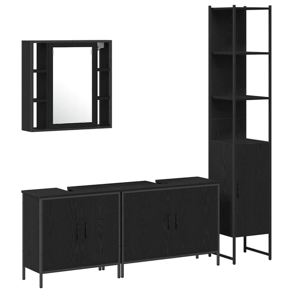 vidaXL Set de mobilier pentru baie 4 pcs Negru 33 x 33 x 185.5 cm