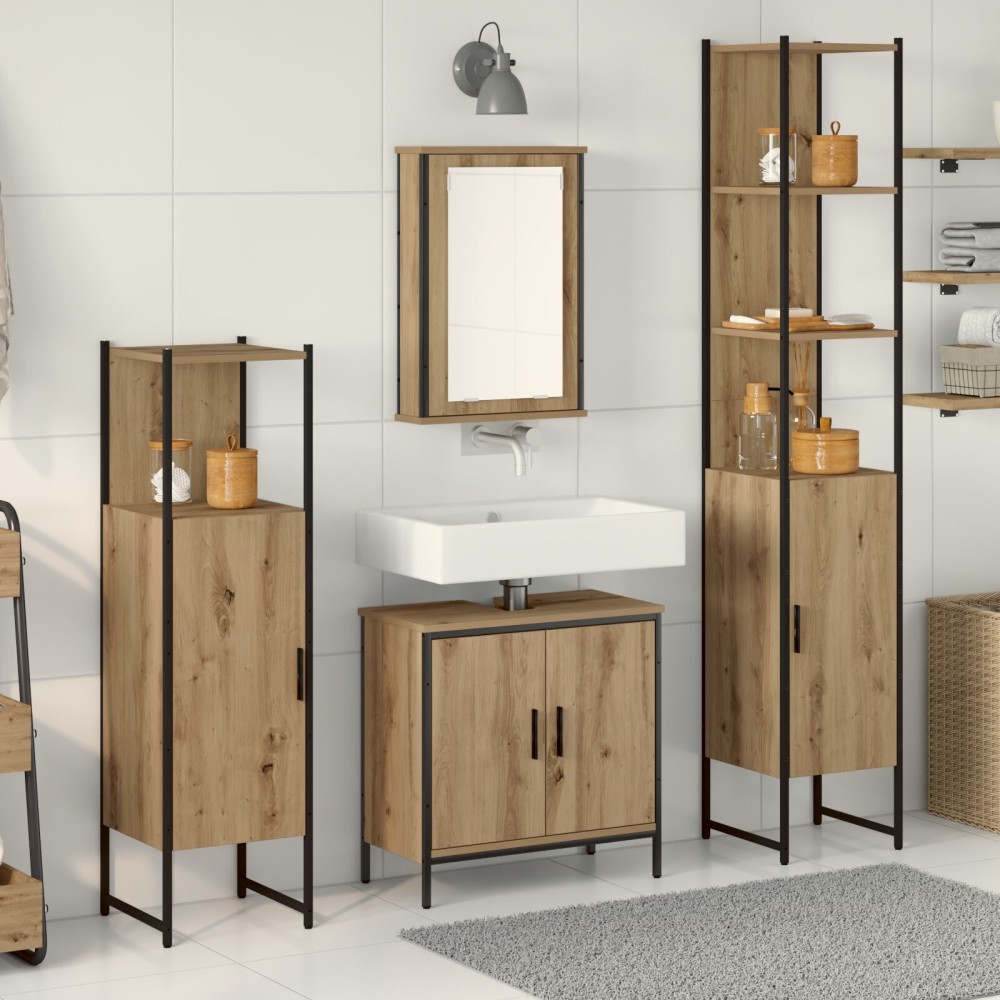 vidaXL Set de mobilier pentru baie 4 pcs Maro 33 x 33 x 185.5 cm
