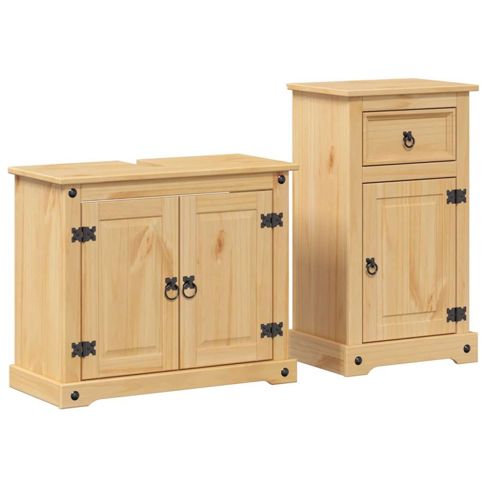 vidaXL Set mobilier de baie „Corona”, 2 piese, lemn masiv de pin