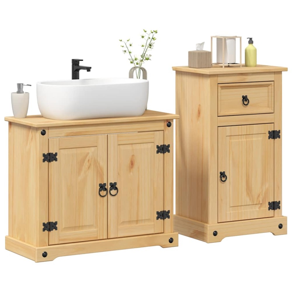 vidaXL Set mobilier de baie „Corona”, 2 piese, lemn masiv de pin