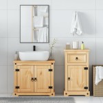 vidaXL Set mobilier de baie „Corona”, 2 piese, lemn masiv de pin vidaXL Set mobilier de baie „Corona”, 2 piese, lemn masiv de pin