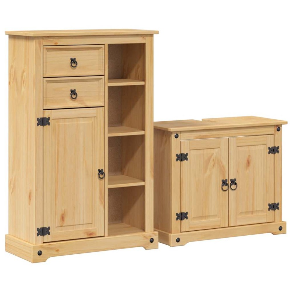 vidaXL Set mobilier de baie „Corona”, 2 piese, lemn masiv de pin