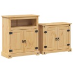 vidaXL Set mobilier de baie „Corona”, 2 piese, lemn masiv de pin vidaXL Set mobilier de baie „Corona”, 2 piese, lemn masiv de pin
