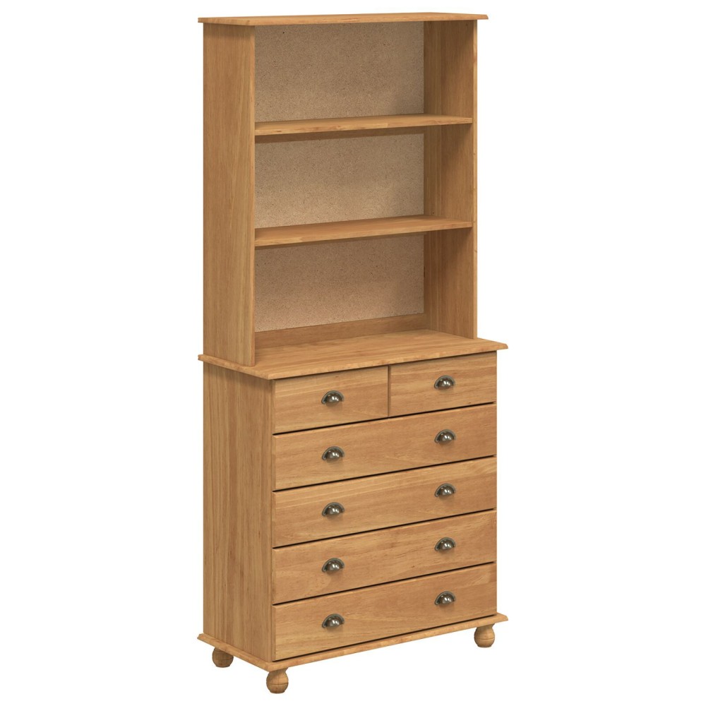 Bufet vidaXL "ASKIM" maro miere 91x40x199.5 cm lemn masiv pin