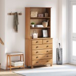 Bufet vidaXL "ASKIM" maro miere 91x40x199.5 cm lemn masiv pin Bufet vidaXL "ASKIM" maro miere 91x40x199.5 cm lemn masiv pin