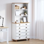 Bufet vidaXL “ASKIM” alb 91x40x199.5 cm lemn masiv de pin Bufet vidaXL “ASKIM” alb 91x40x199.5 cm lemn masiv de pin
