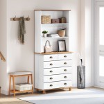 Bufet vidaXL “ASKIM” alb 91x40x199.5 cm lemn masiv de pin Bufet vidaXL “ASKIM” alb 91x40x199.5 cm lemn masiv de pin