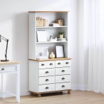 vidaXL Hutch cu sertar ASKIM Alb 91 x 40 x 184 cm Lemn de pin masiv