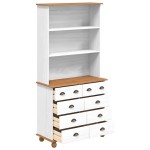 vidaXL Hutch cu sertar ASKIM Alb 91 x 40 x 184 cm Lemn de pin masiv