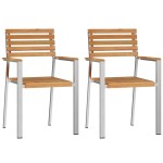 vidaXL Set de masă pentru grădină 3 pcs Maro Lemn solid de tec