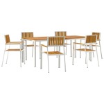 vidaXL Set dining pentru exterior 7 pcs Maro Lemn Solid de Acacia