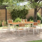 vidaXL Set dining pentru exterior 7 pcs Maro Lemn Solid de Acacia