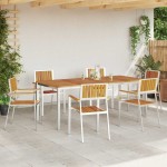 vidaXL Set dining pentru exterior 7 pcs Maro Lemn Solid de Acacia