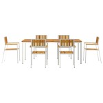 vidaXL Set dining pentru exterior 7 pcs Maro Lemn Solid de Acacia