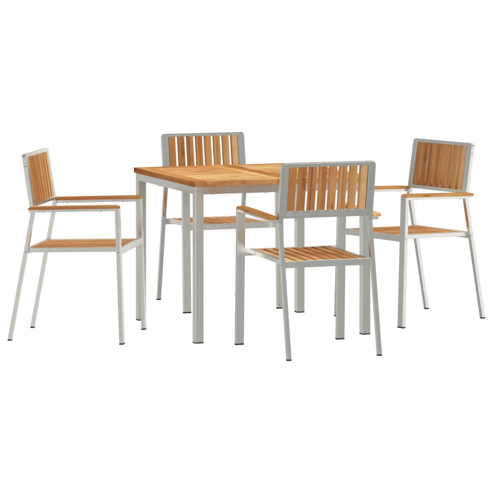 Set de dining pentru grădină vidaXL 5 piese din lemn masiv de tec