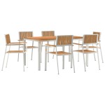 Set de masă pentru grădină vidaXL cu 7 piese din lemn solid de tec