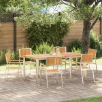Set de dining pentru grădină vidaXL de 7 piese din lemn masiv de tec
