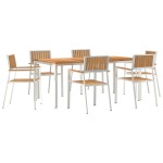 Set de dining pentru grădină vidaXL de 7 piese din lemn masiv de tec