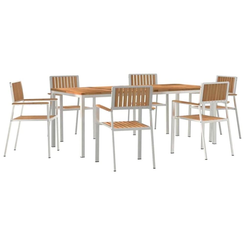 vidaXL Set dining pentru exterior 7 pcs Maro Lemn solid de tec
