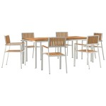 vidaXL Set dining pentru exterior 7 pcs Maro Lemn solid de tec