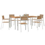 vidaXL Set dining pentru exterior 7 pcs Maro Lemn solid de tec