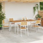 vidaXL Set dining pentru exterior 7 pcs Maro Lemn solid de tec