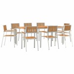 vidaXL Set dining pentru exterior 9 pcs Maro Lemn solid de tec