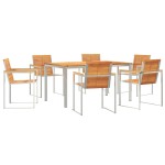 vidaXL Set de masă pentru grădină 7 pcs Maro Lemn Solid de Acacia