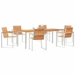 vidaXL Set de masă pentru grădină 7 pcs Maro Lemn Solid de Acacia