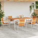 vidaXL Set de masă pentru grădină 7 pcs Maro Lemn Solid de Acacia