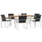 vidaXL Set de masă pentru grădină 7 pcs Maro Lemn Solid de Acacia