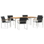 vidaXL Set de masă pentru grădină 7 pcs Maro Lemn Solid de Acacia