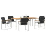 vidaXL Set de masă pentru grădină 7 pcs Maro Lemn Solid de Acacia