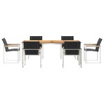 vidaXL Set de masă pentru grădină 7 pcs Maro Lemn Solid de Acacia