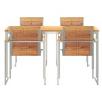 vidaXL Setdediningpentrugrădină 5 pcs Lemn de tec masiv