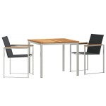 vidaXL Set de masă pentru grădină 3 pcs Maro Lemn solid de tec