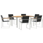 vidaXL Set de masă pentru grădină 7 pcs Maro Lemn solid de tec