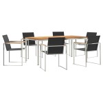 vidaXL Set de masă pentru grădină 7 pcs Maro Lemn solid de tec
