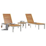 Set Fotolii de Soare vidaXL 2 buc cu Masă din Lemn Masiv de Acacia Set Fotolii de Soare vidaXL 2 buc cu Masă din Lemn Masiv de Acacia