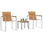 vidaXL Șezlong cu scaune de grădină 3 piese din lemn solid de tec