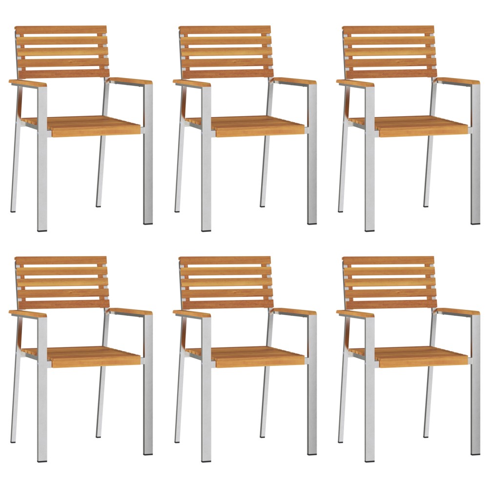 Set de scaune stivuibile vidaXL 6 pcs 54.5x56x89 cm Lemn Solid de Acacia