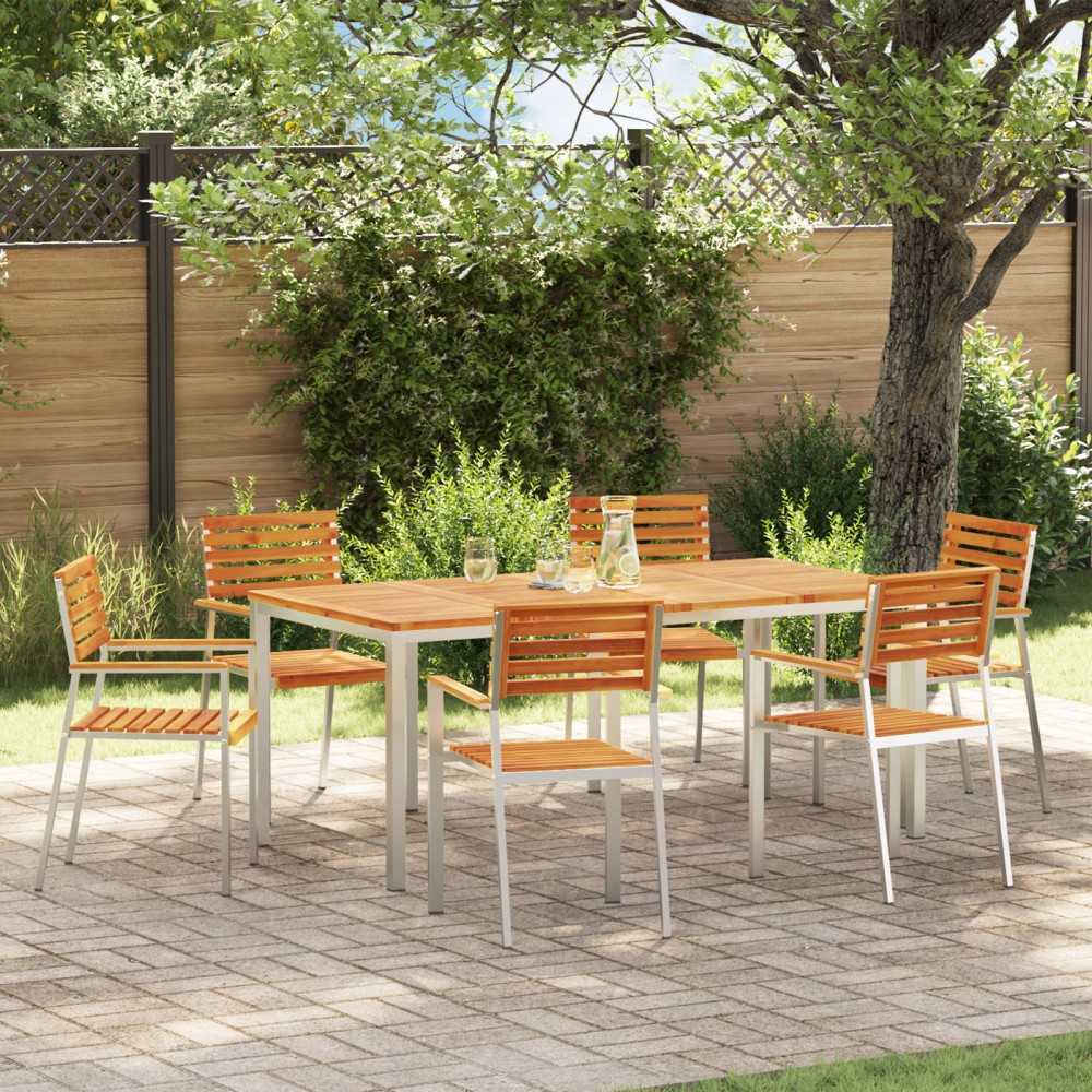 Set de scaune stivuibile vidaXL 6 pcs 54.5x56x89 cm Lemn Solid de Acacia