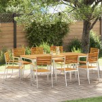Set de 8 scaune de grădină stivuite vidaXL 54.5x56x89 cm din lemn masiv de acacia Set de 8 scaune de grădină stivuite vidaXL 54.5x56x89 cm din lemn masiv de acacia