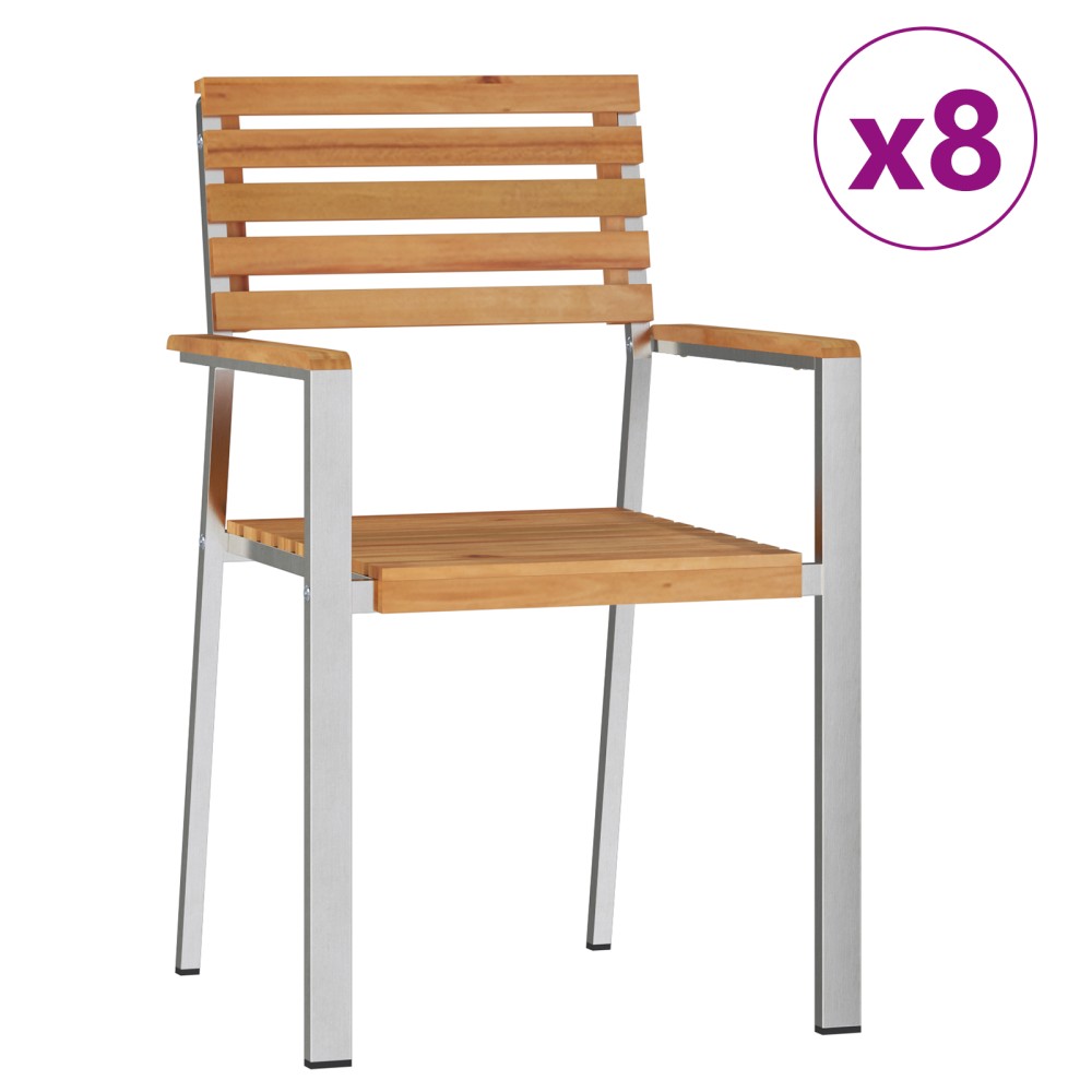 Scaune de grădină vidaXL stivuite 8 pcs 54.5x56x89 cm din lemn masiv de tec