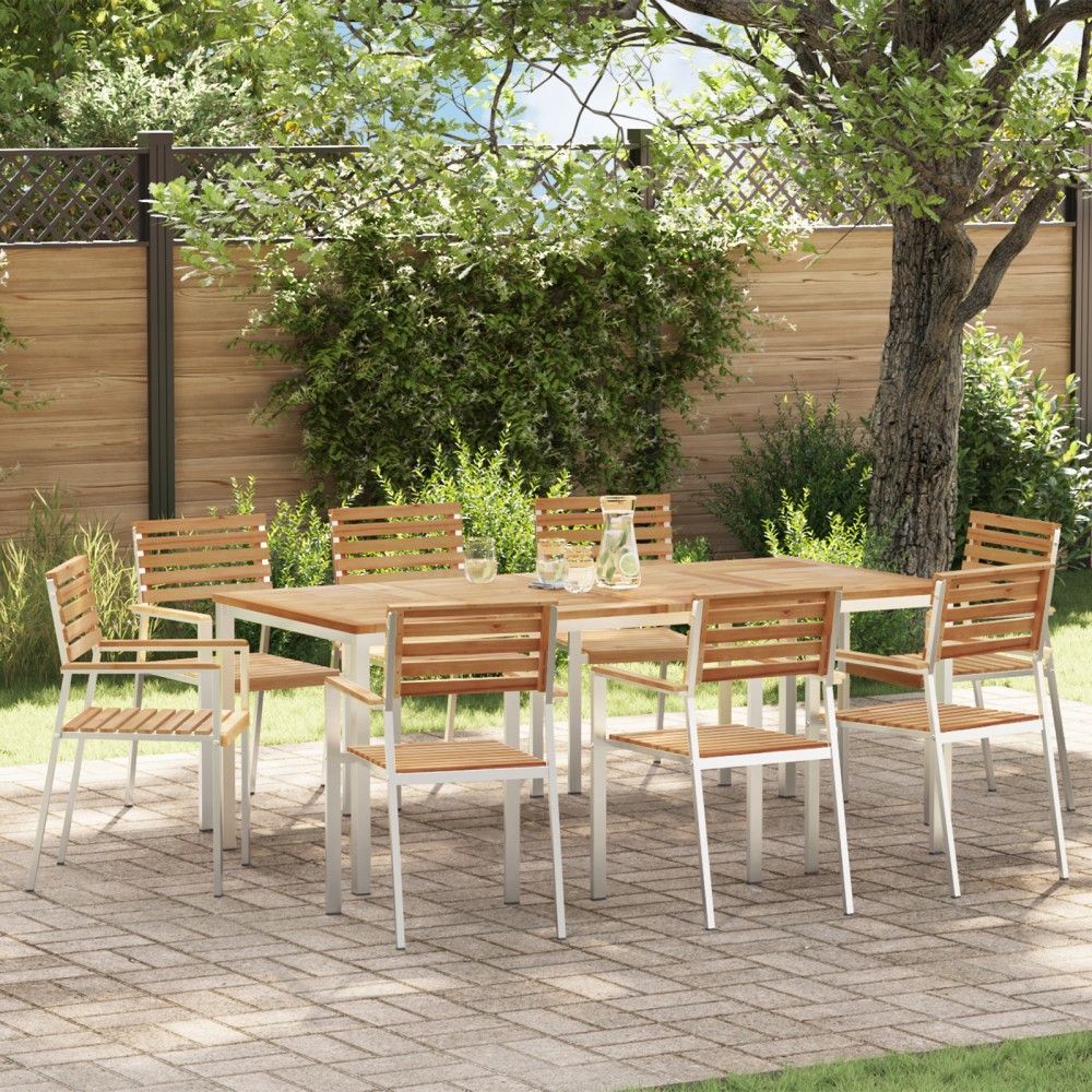 Scaune de grădină vidaXL stivuite 8 pcs 54.5x56x89 cm din lemn masiv de tec