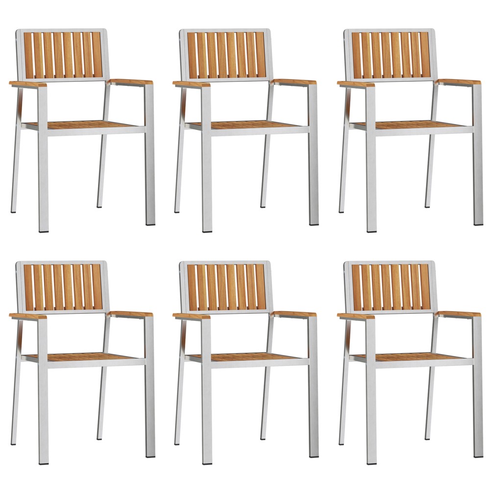 Scaune de grădină stivuibile vidaXL 6 pcs 54.5x56x87 cm Lemn masiv de tec