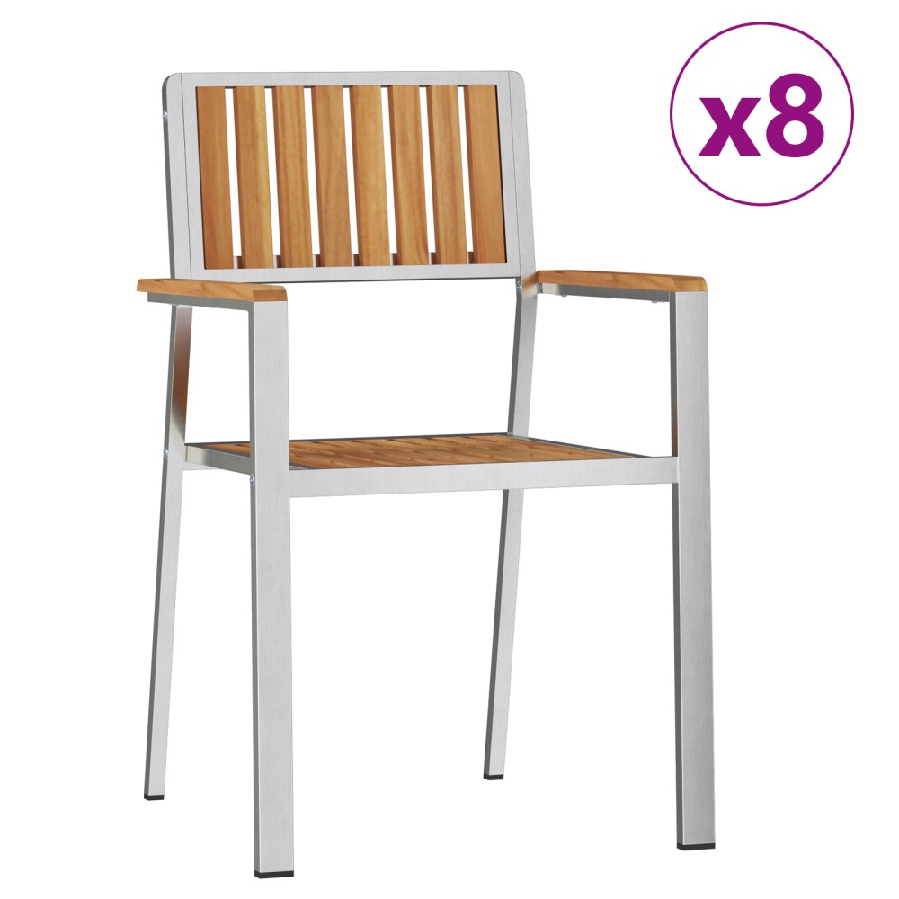 Scaune de Grădină vidaXL Stivuite 8 pcs 54.5x56x87 cm Lemn Solid de Tec